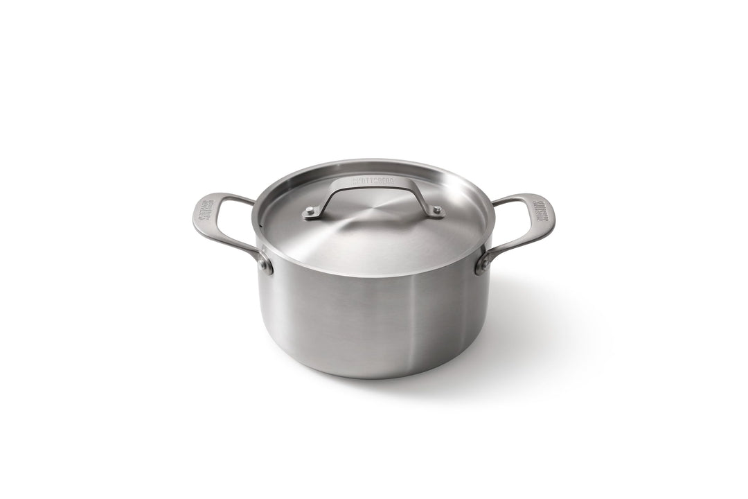 Skottsberg Edelstahl Kochtopf mit Deckel - Ø 20 cm - 3,3 L – PFAS‑frei, spülmaschinenfest - für Indu