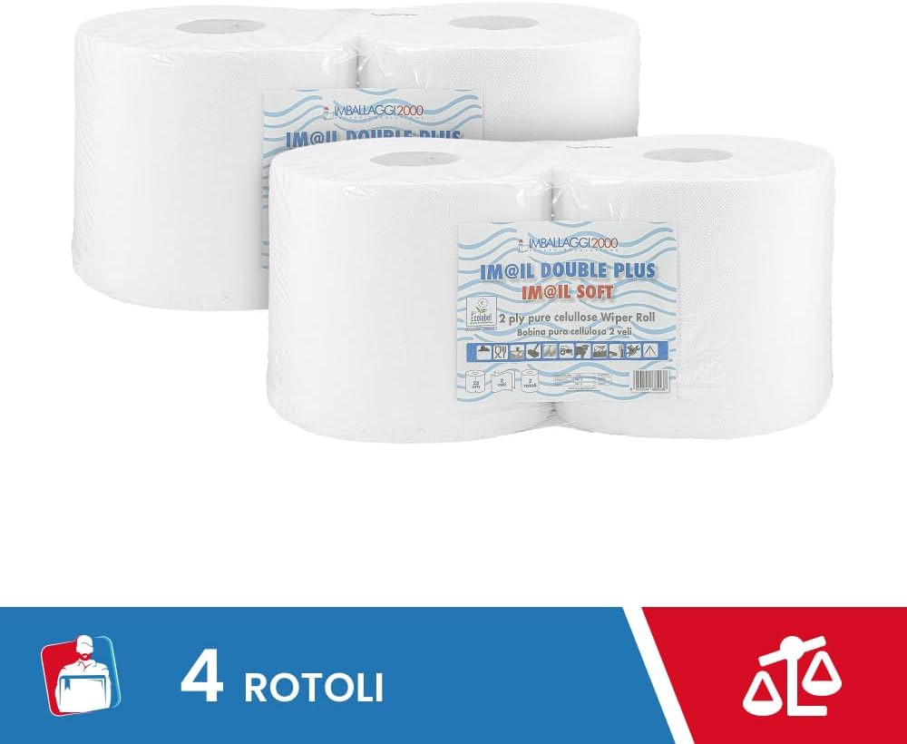Verpackung 2000 – 4 Rollen für Industrietrockner – 800 Reissen – ideal für Lebensmittel und Spender