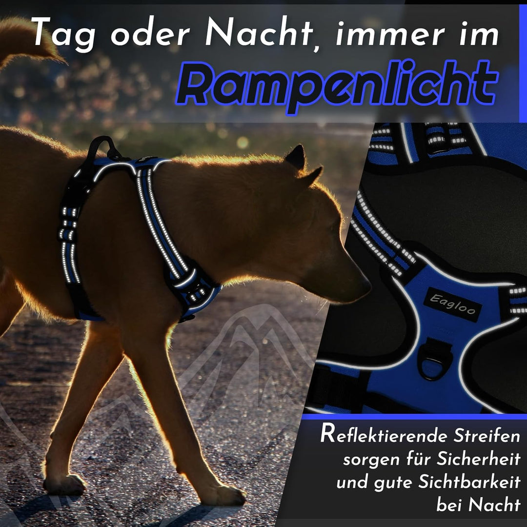 Eagloo Hundegeschirr mittelgrosse Hunde, Anti Zug Hundegeschirr mit Reflexstreifen und Kontrolle, Ve