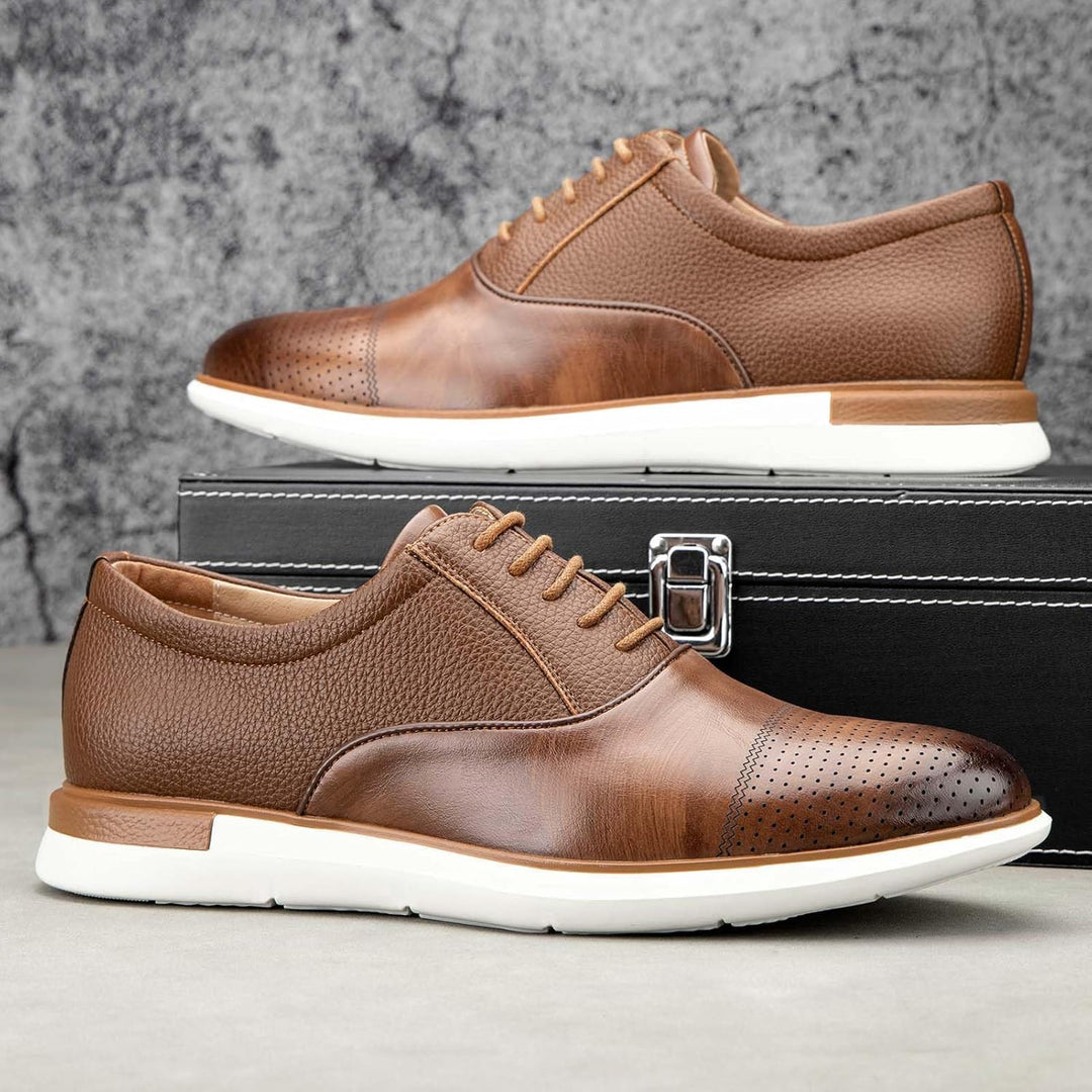 MEIJIANA Herren Oxfords Männer Businessschuhe Freizeit Schuhe Oxfords Herren Anzugschuhe Leder, Brau