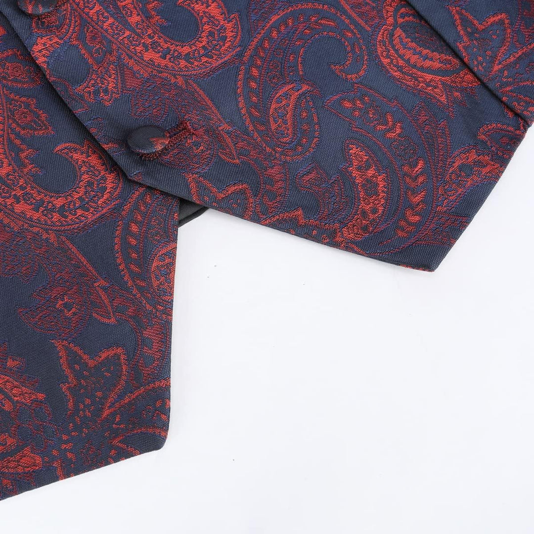 Allthemen Herren Anzugweste Paisley Jacquard Weste Krawatte Einstecktuch Anzug Weste Set für Hochzei