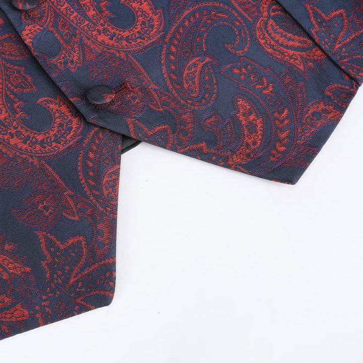 Allthemen Herren Anzugweste Paisley Jacquard Weste Krawatte Einstecktuch Anzug Weste Set für Hochzei