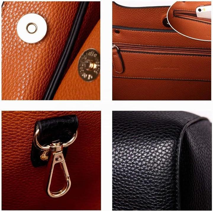 Coolives Damen 2 in 1 Shopper Schultertasche aus PU-Leder Vintage Taschen Hobo Handtasche Elegant He