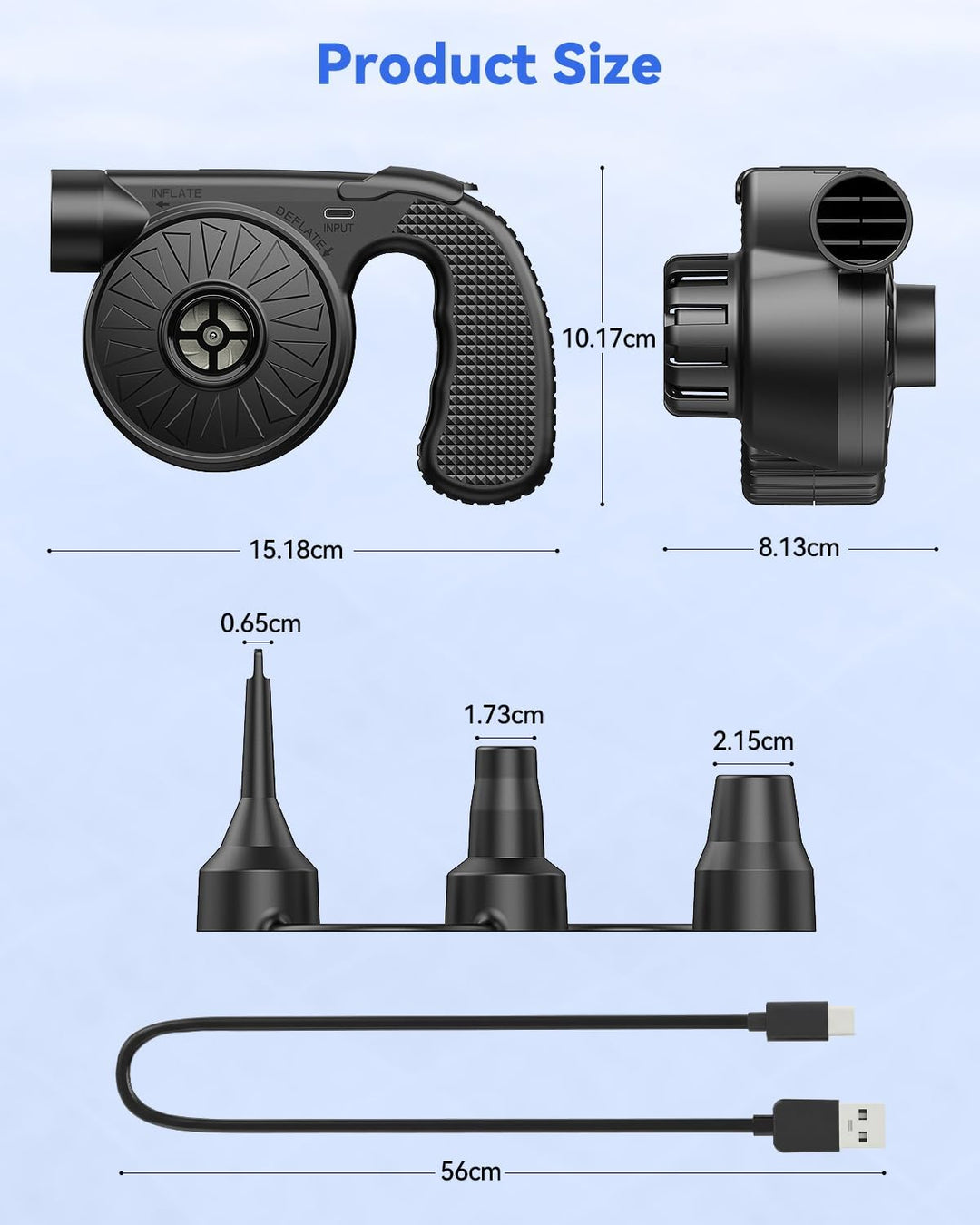 Elektrische Luftpumpe, Dr.meter 4000mAh Wiederaufladbare Akku Luftpumpe 2 in 1 Tragbarkeit Luftpumpe
