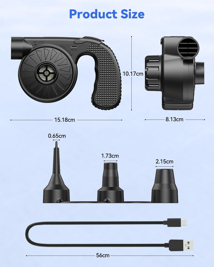 Elektrische Luftpumpe, Dr.meter 4000mAh Wiederaufladbare Akku Luftpumpe 2 in 1 Tragbarkeit Luftpumpe