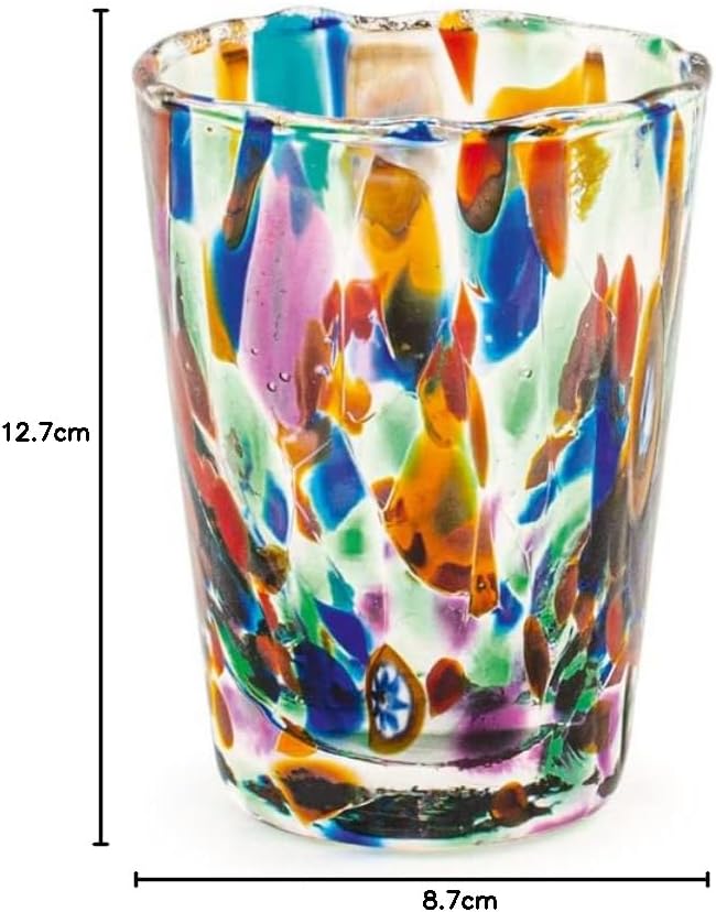 H&h set 6 bicchieri veneziano in vetro, multicolore, cl 5