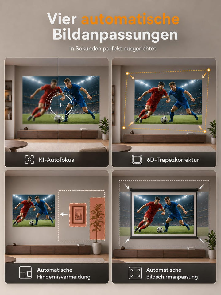Beamer 4K mit Netflix, iSinbox 1200ANSI 4K Heimkino &amp; Outdoor kurzdistanz Beamer, Smart projektor mi