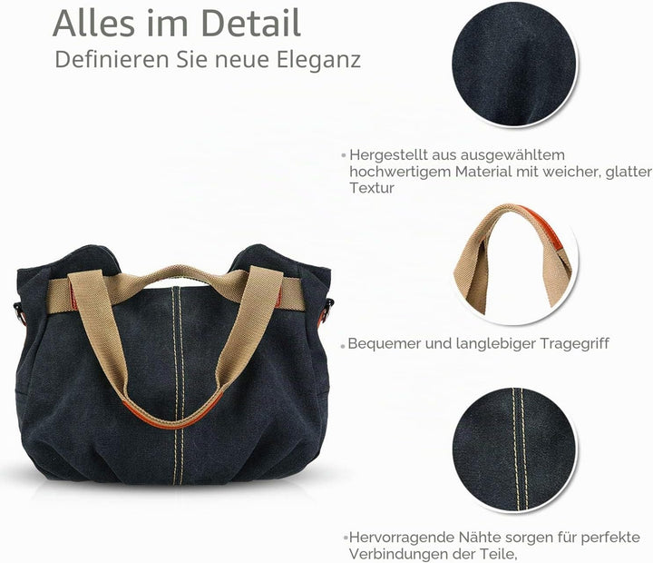 NICOLE & DORIS Canvas Tasche Damen Tragetaschen für Damen Schultertaschen Umhängetasche Leinwand Han