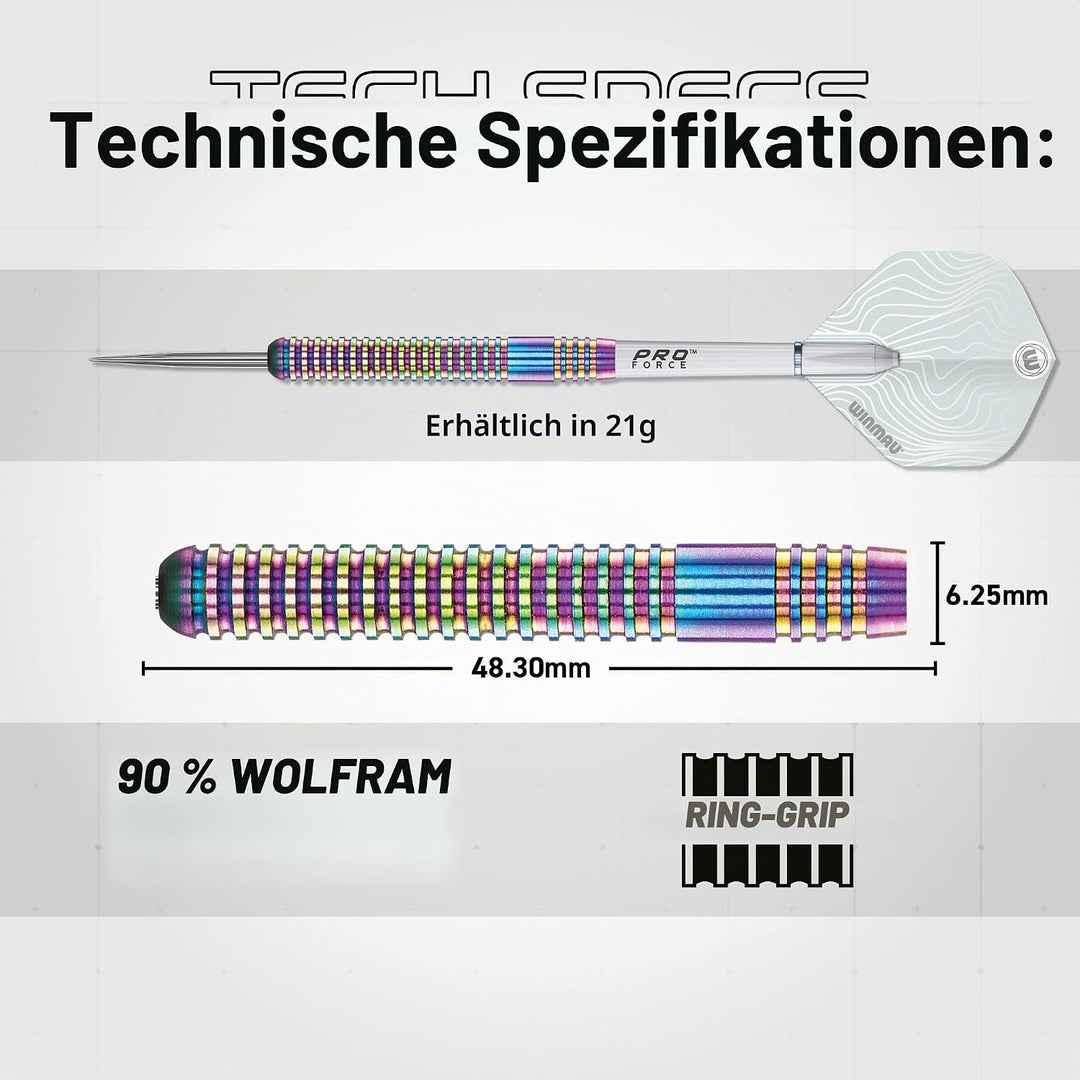WINMAU Solaris Pro Specialist Dartpfeile-Set, Wolframstahl, mit Flights und Schäften (Stiele) 21 g u