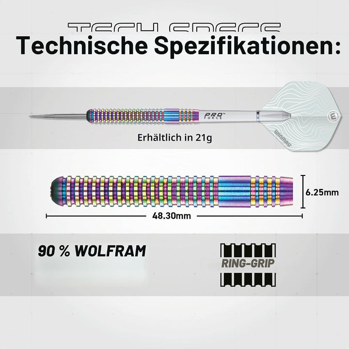 WINMAU Solaris Pro Specialist Dartpfeile-Set, Wolframstahl, mit Flights und Schäften (Stiele) 21 g u