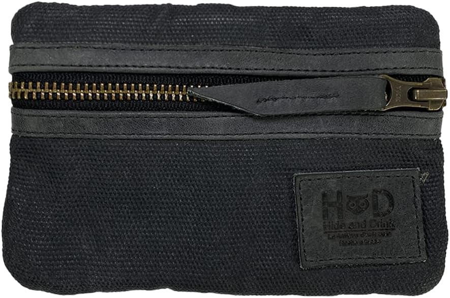 Hide & Drink, Multitool-Tasche, handgefertigt aus gewachstem Segeltuch und Vollnarbenleder Dunkelgra