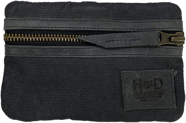 Hide & Drink, Multitool-Tasche, handgefertigt aus gewachstem Segeltuch und Vollnarbenleder Dunkelgra
