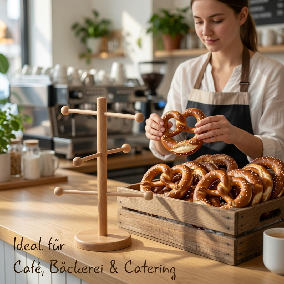 Bütic Holz Brezelbaum, Brezelständer, Gebäckständer aus Buche 6-armig, Artikel:Höhe 50cm, Höhe 50cm