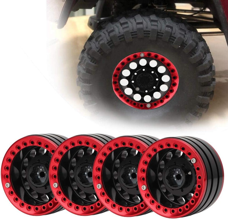 VGEBY1 4Pcs RC Felgen, 1.9in Hub Wheel Rim Aluminium Beadlock Felgen Set für SCX10 1/10 RC Crawler C