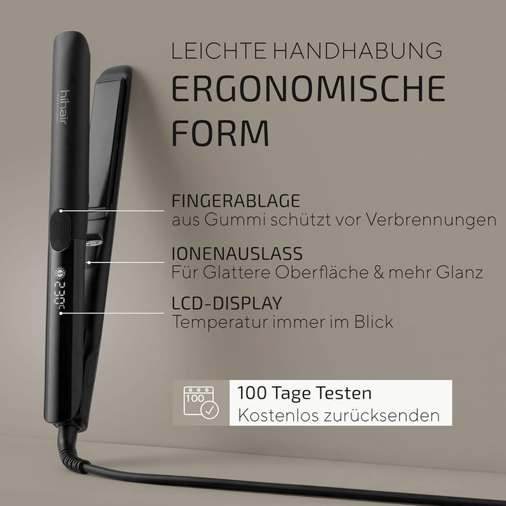 Glätteisen – Für weniger Frizz & schonendes Styling – 100 Tage risikofrei testen – Mit LCD-Display &
