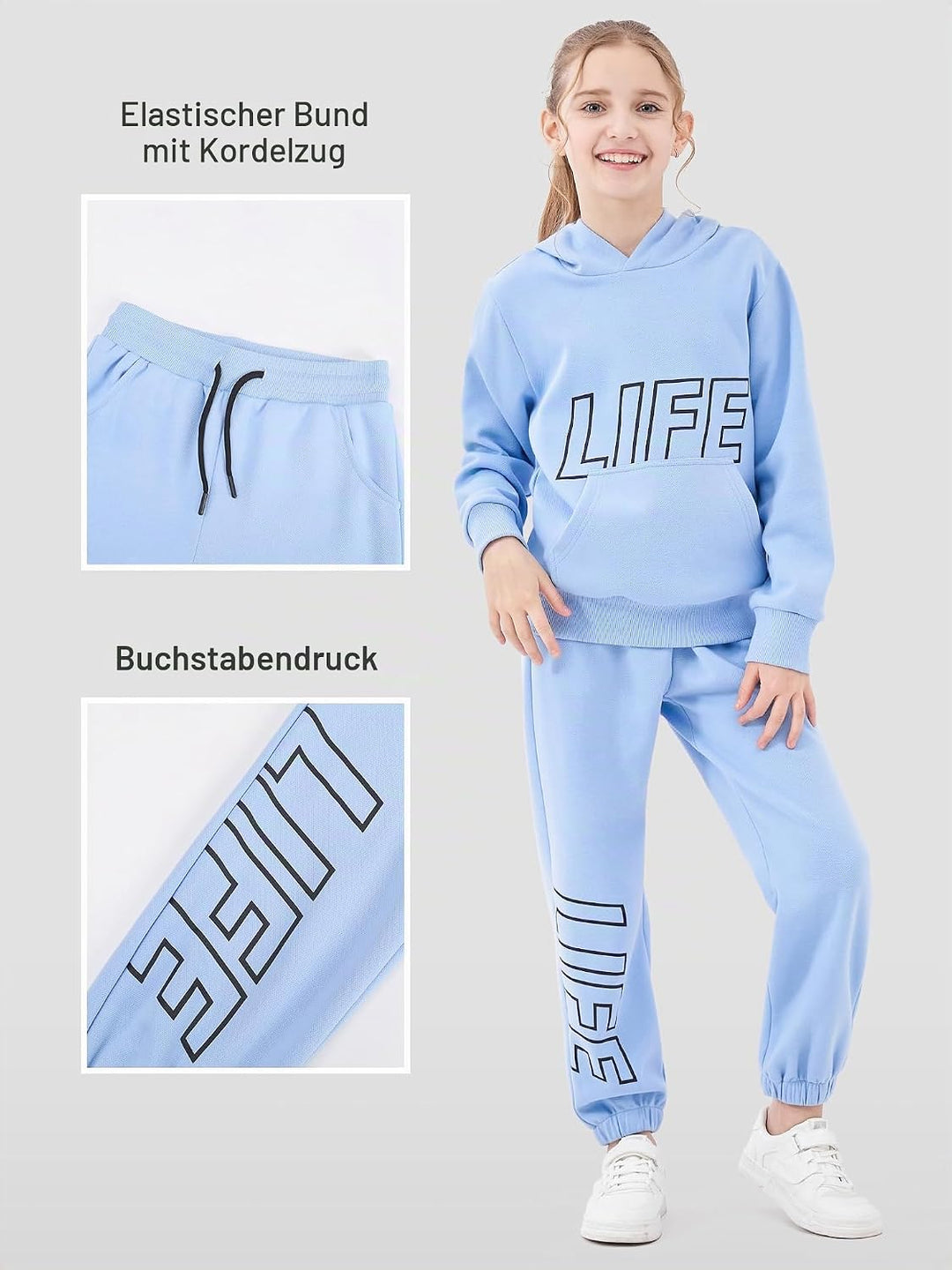NATUST Kinder Trainingsanzug Jungen Mädchen Sportanzug 130 Blau, 130 Blau