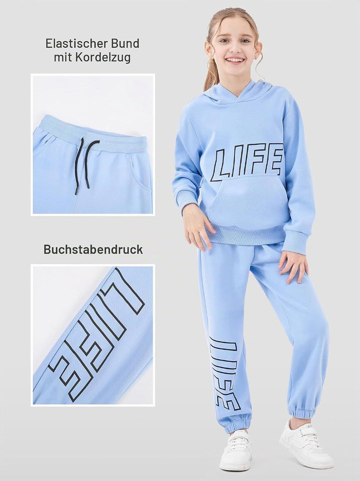 NATUST Kinder Trainingsanzug Jungen Mädchen Sportanzug 130 Blau, 130 Blau