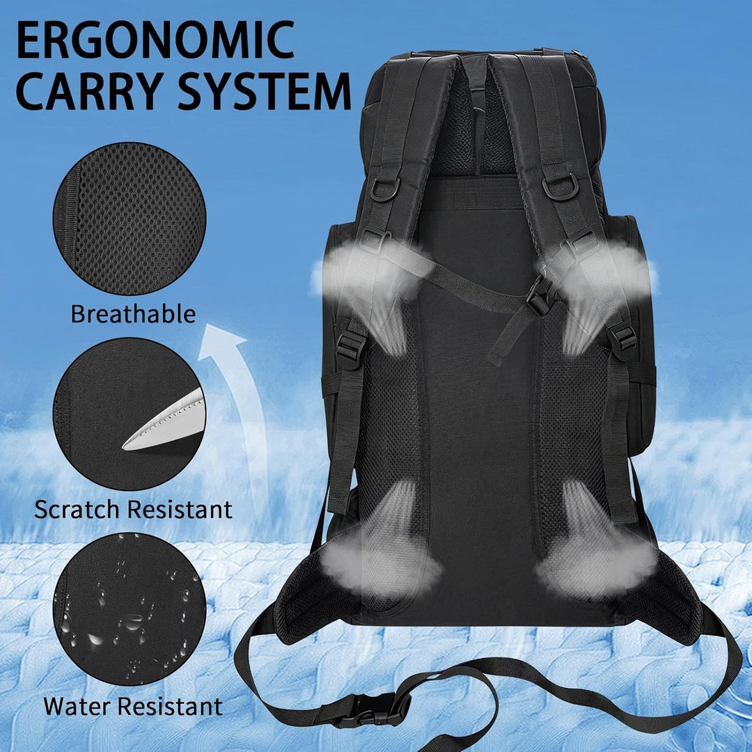 80L Wanderrucksack Trekking Camping Rucksack mit Schuhtasche für Herren Damen, wasserabweisend Extra