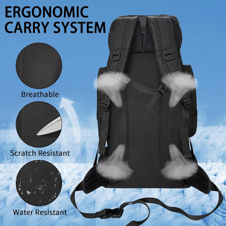 80L Wanderrucksack Trekking Camping Rucksack mit Schuhtasche für Herren Damen, wasserabweisend Extra