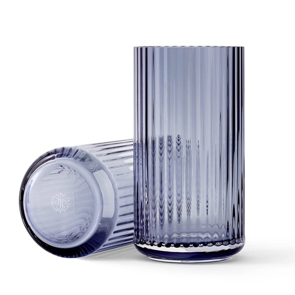 Lyngby Designer Vase aus mundgeblasenen Glas in Midnight Blue, 38 cm Standard Mitternachtsblau, Stan