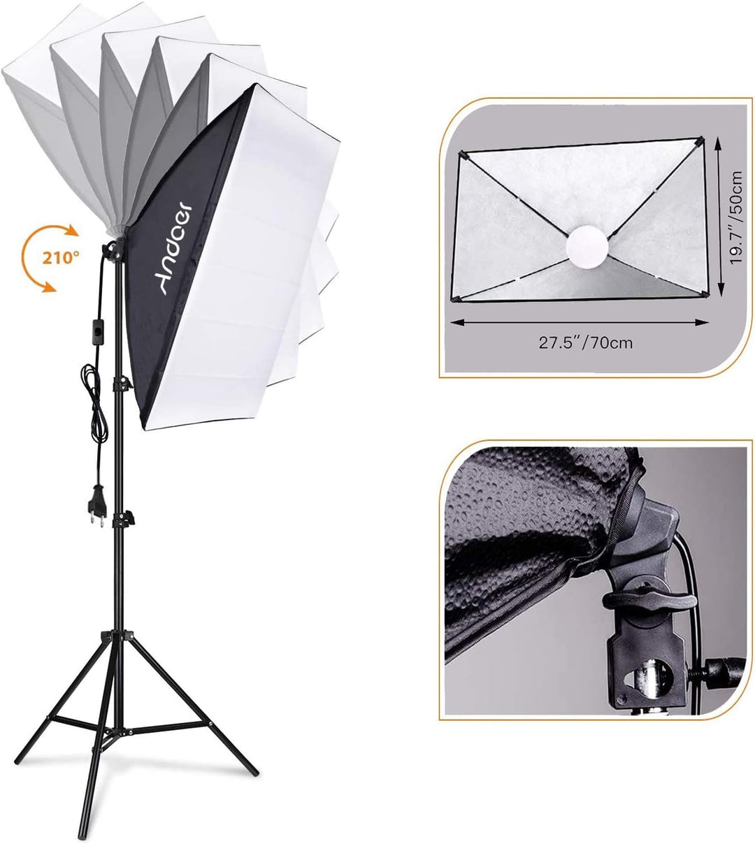Andoer Fotografie Studio Licht Kit Softbox-Beleuchtungsset mit 85W 2800K-5700K Zweifarbiger LED-Lich