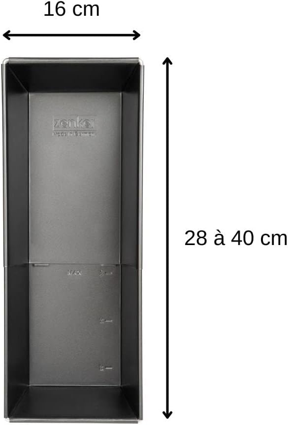 Zenker Brotbackform ausziehbar (28 - 40 cm x 16 cm), Kastenform, für saftige Brote und Kuchen, verst
