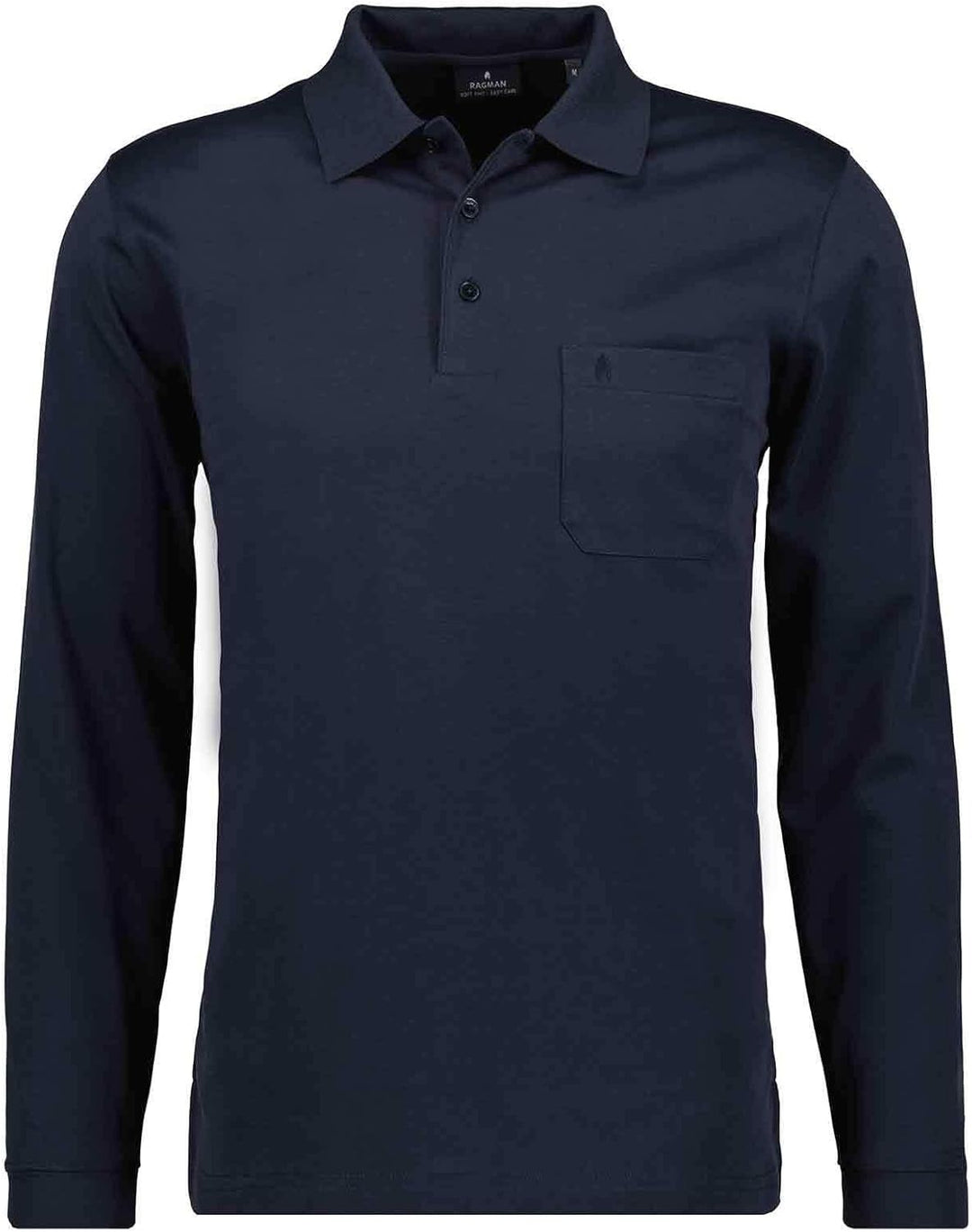 RAGMAN Herren Softknit-Polo mit Brusttasche, Langarm S Marine, S Marine