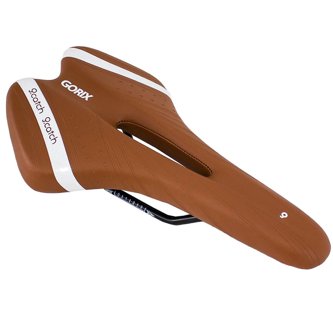 GORIX Fahrradsattel, komfortabel, mit Schiene, MTB, Rennrad, für Damen und Herren (A6-1) Hellbraun,
