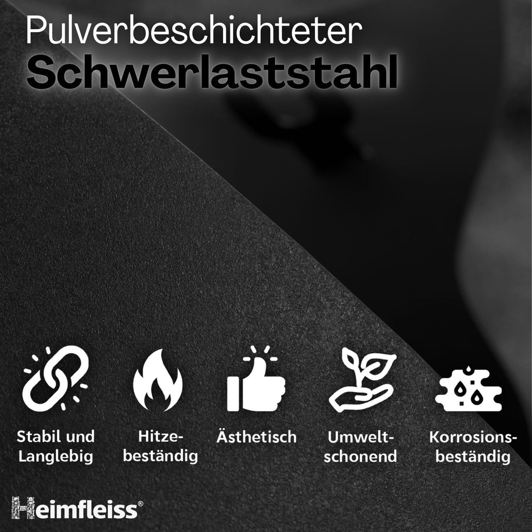 Heimfleiss® Kaminbesteck Schwarz Modern | Ofenbesteck Kaminbesteck Set | Kaminzubehör mit Edelstahl