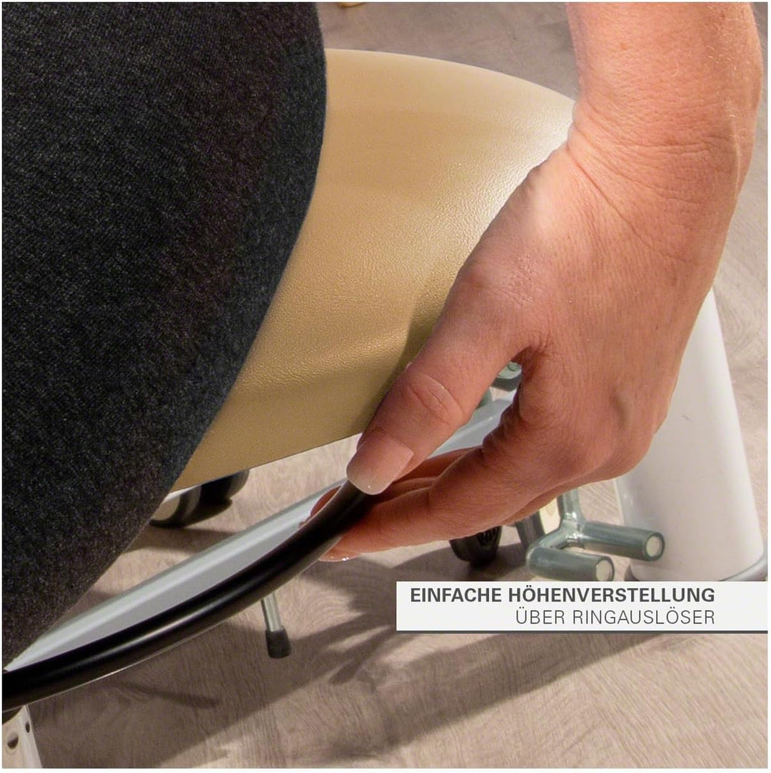 Sport-Tec Therapiehocker Exklusiv mit Polster und Rollen, Praxishocker, Rollhocker Beige, Beige