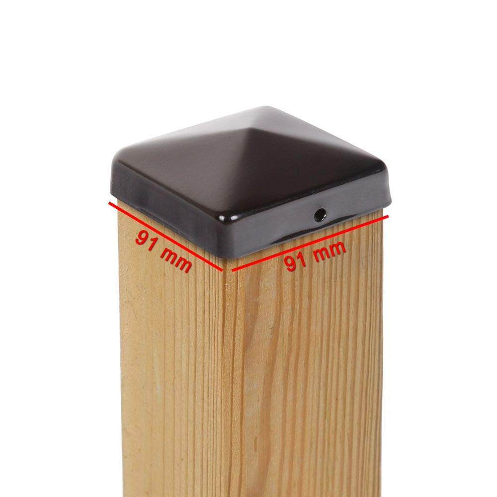 7x PFOSTENKAPPE PYRAMIDE STAHL SCHWARZ PULVERBESCHICHTET 91 x 91 MM 7 91 x 91 mm, 7 91 x 91 mm