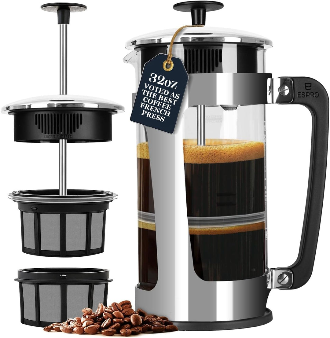 ESPRO – P5 French Press – Kaffee- und Teezubereiter mit doppeltem Mikrofilter, körnungsfreies und bi