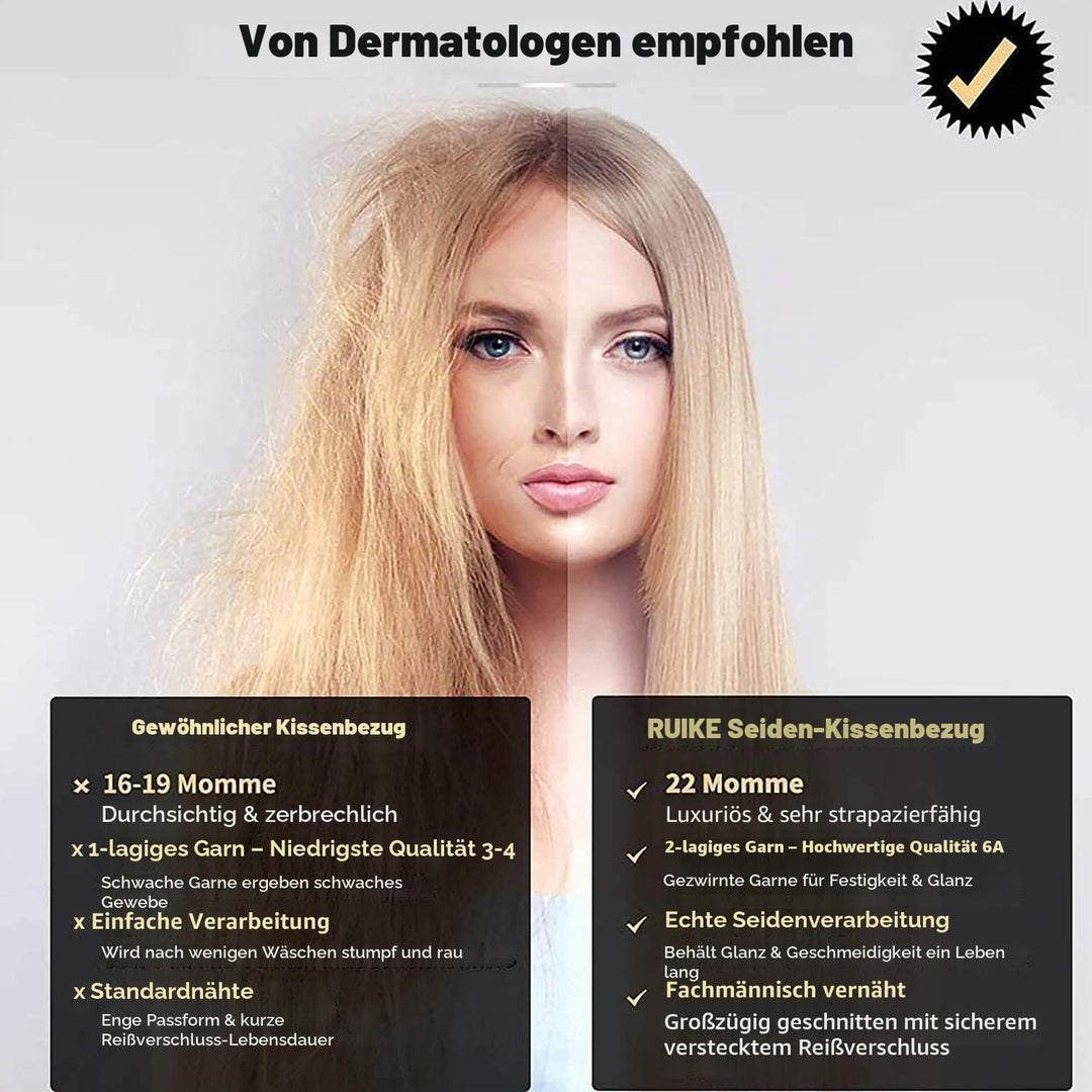 Kissenbezug aus Naturseide, hypoallergen, 22 Momme, 100% Seide, 600 Fäden, mit verdecktem Reissversc