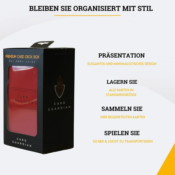 Card Guardian - Premium Deck Sammelkarten Box für 200 Karten Sammelkartenspiele TCG (Rot), Rot