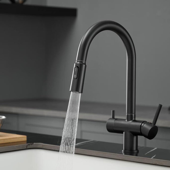 3 Wege Wasserhahn Küche Ausziehbar Messing 2 Griffe 3 Wege Wasserhahn Osmose Schwenkbar Einzelloch-S