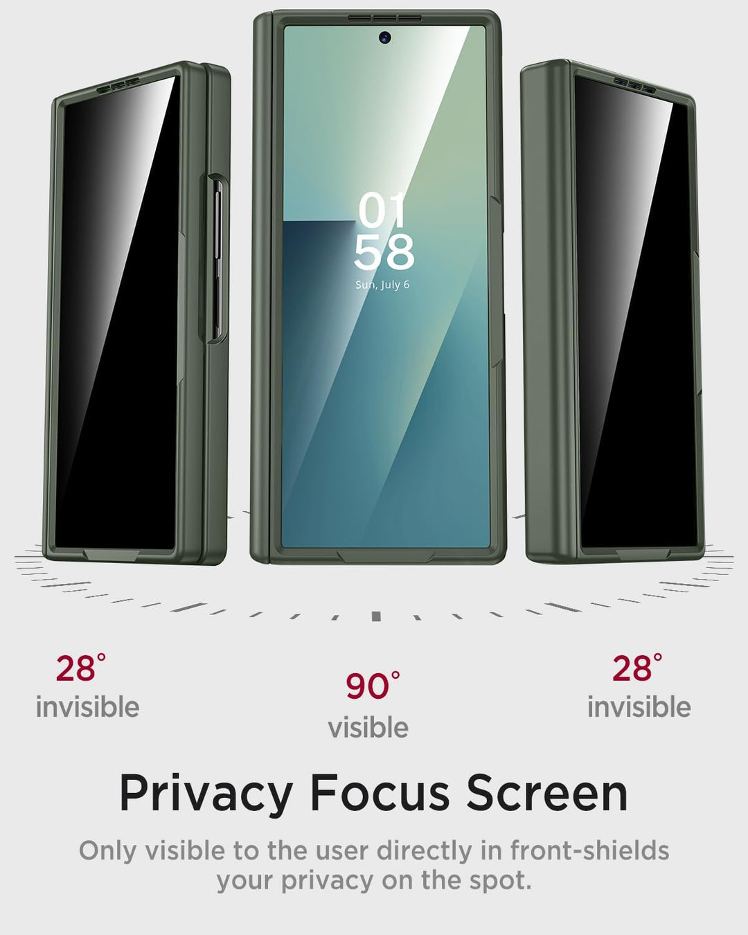 Miimall Kompatibel mit Samsung Galaxy Z Fold 7 Magnetisch Hülle, Anti-SPY Displayschutz & Scharniers