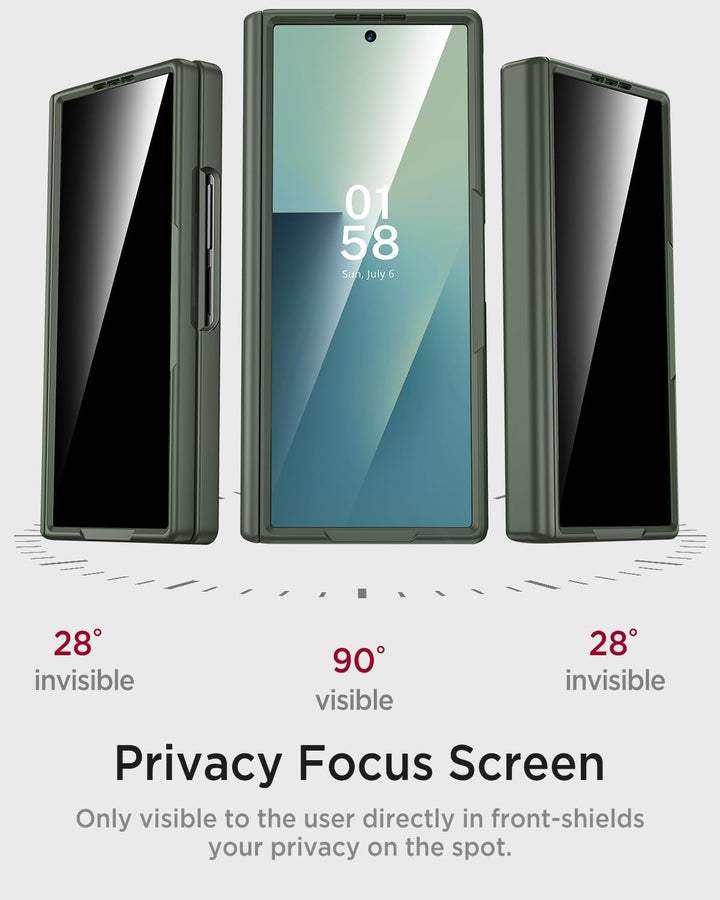 Miimall Kompatibel mit Samsung Galaxy Z Fold 7 Magnetisch Hülle, Anti-SPY Displayschutz & Scharniers