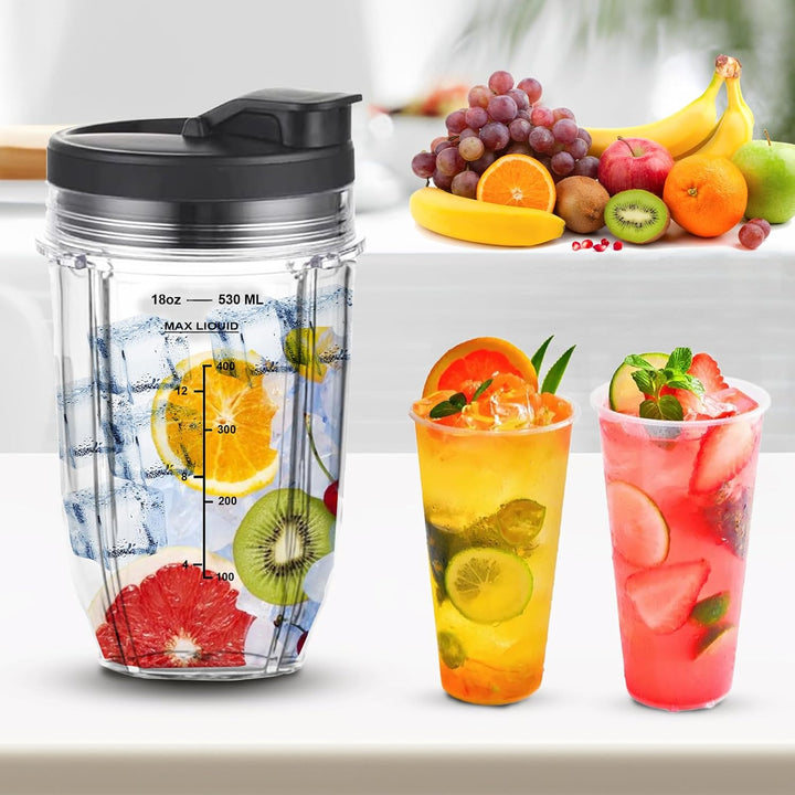 Ersatzbecher kompatibel mit Ninja Auto-iQ Blender – 18oz & 24oz Smoothie Cups mit Deckel – Passend f