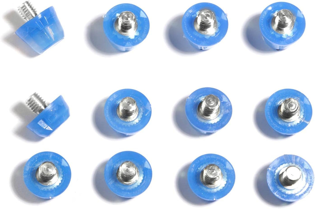 12 Tacos Fussballersatzteile aus Gummi für Fussballstiefel blau durchscheinend, blau durchscheinend
