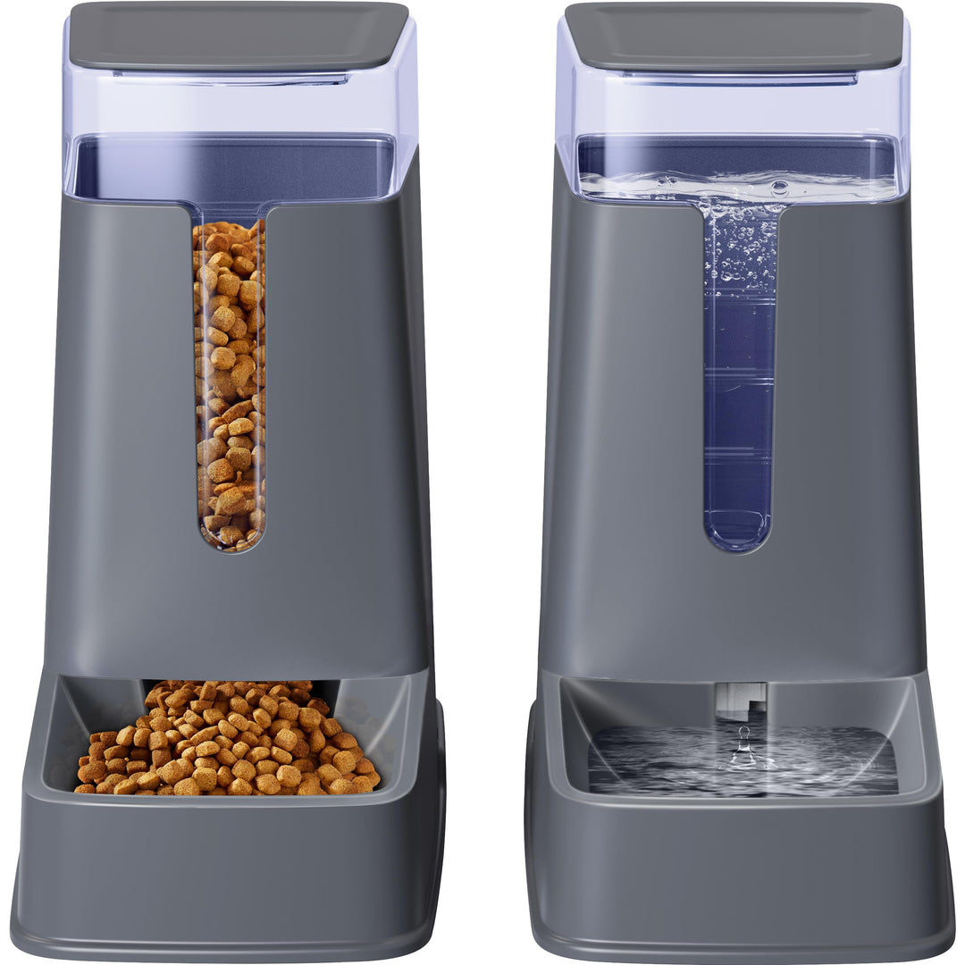 Automatischer Katzenfutterspender und Katzenwasserspender im Set, 2 Packungen, automatischer Hundefu
