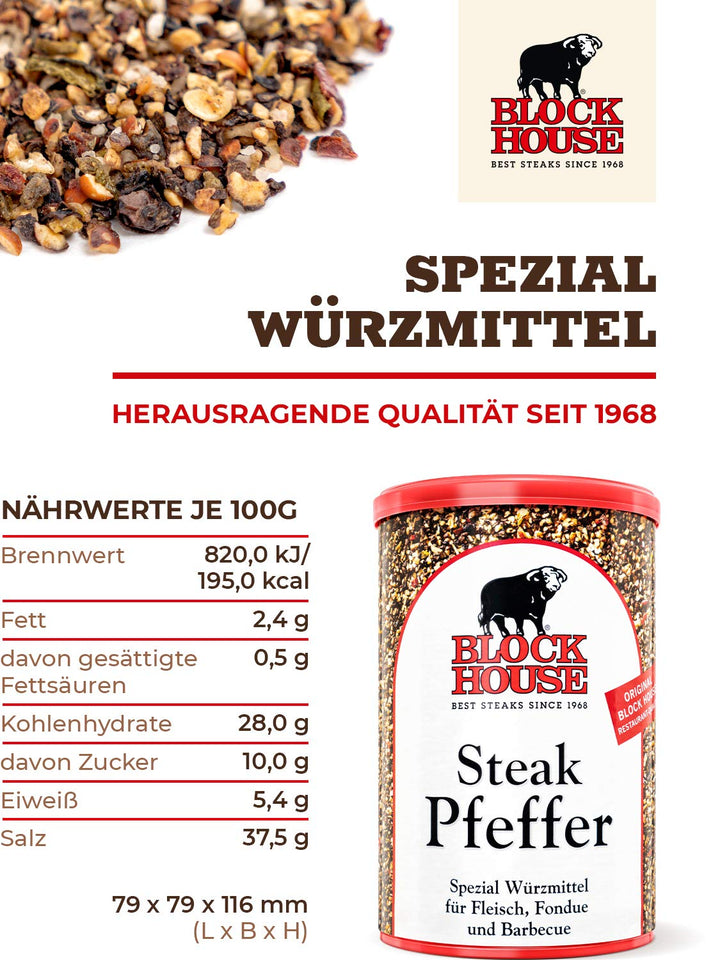 Block House Steak Pfeffer, Dose 12 x 200 g Gastropack 2.4 kg (1er Pack), 2.4 kg (1er Pack)