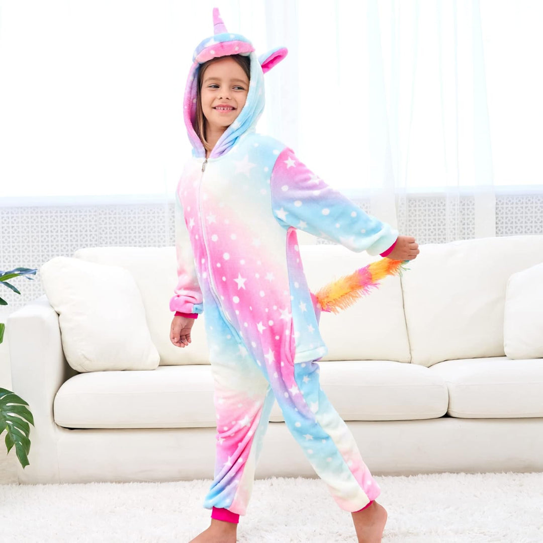 Weiche Einhorn Schlafstrampler Strampelanzug Einhorn Schlafoveralls für Mädchen 7-8 Jahre Rötlich, 7