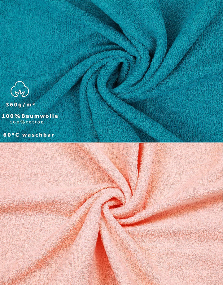 Betz Palermo Handtuch-Set – 6er Handtücher-Set - 2X Liegetücher - 4X Handtücher - 50x100 cm - Petrol