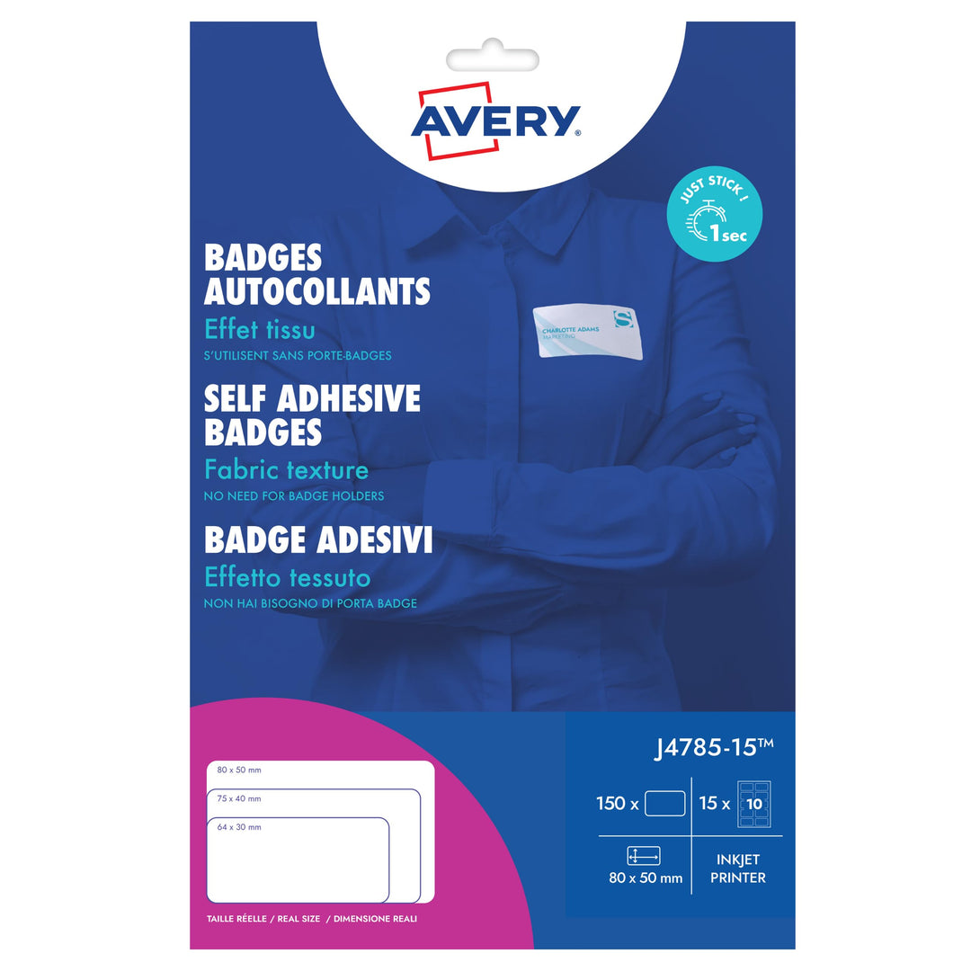 Avery UK, 75 x 40 mm Seide Acetat Namensschild, selbstklebend, weiss