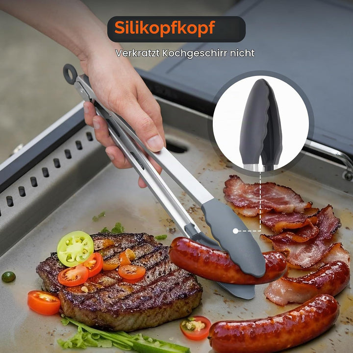 Onlyfire 4 Grillbesteck Set, Plancha Spachtel Set Enthält 2 Grillspachtel, Grillschaufel und Grillza