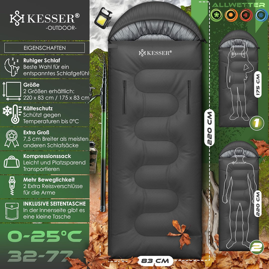 KESSER® Schlafsack Outdoor | Deckenschlafsack 3-4 Jahreszeiten | Camping-Sleeping-Bag für Erwachsene
