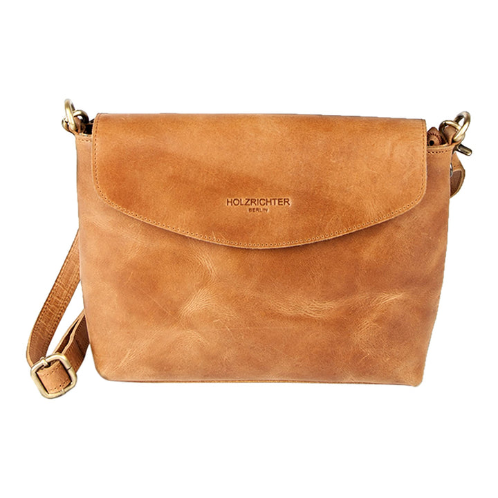 HOLZRICHTER BERLIN Damen Umhängetasche (M) – Premium Leder Handtasche klein Camel-braun, Camel-braun