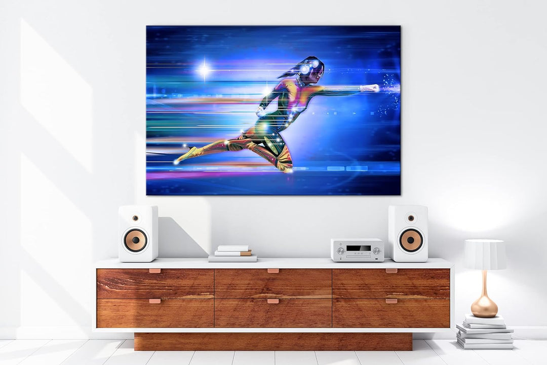 deyoli Geschwindigkeit der Cyber-Suprheldin Format: 80x60 als Leinwandbild, Motiv fertig gerahmt auf