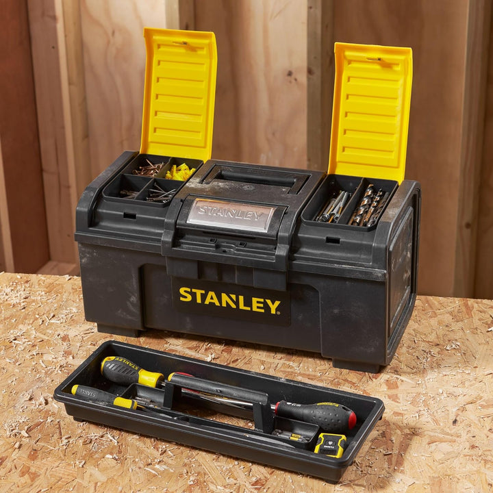 Stanley Werkzeugbox Basic (49 x 27 x 24 cm, Werkzeugorganizer mit Schnellverschluss, schwere Ausführ