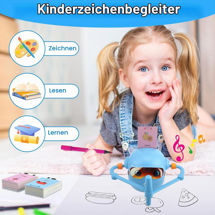 Malroboter für Kinder,Zeichenroboter Kinder mit 100 Karten Sprachinteraktion Interaktives Lernspielz